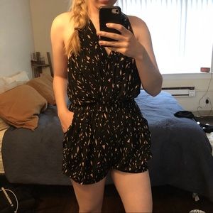 silence + noise black geometric print romper